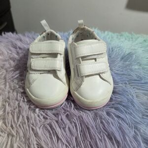 Wonder Nation White Sneakers with Pink Trim